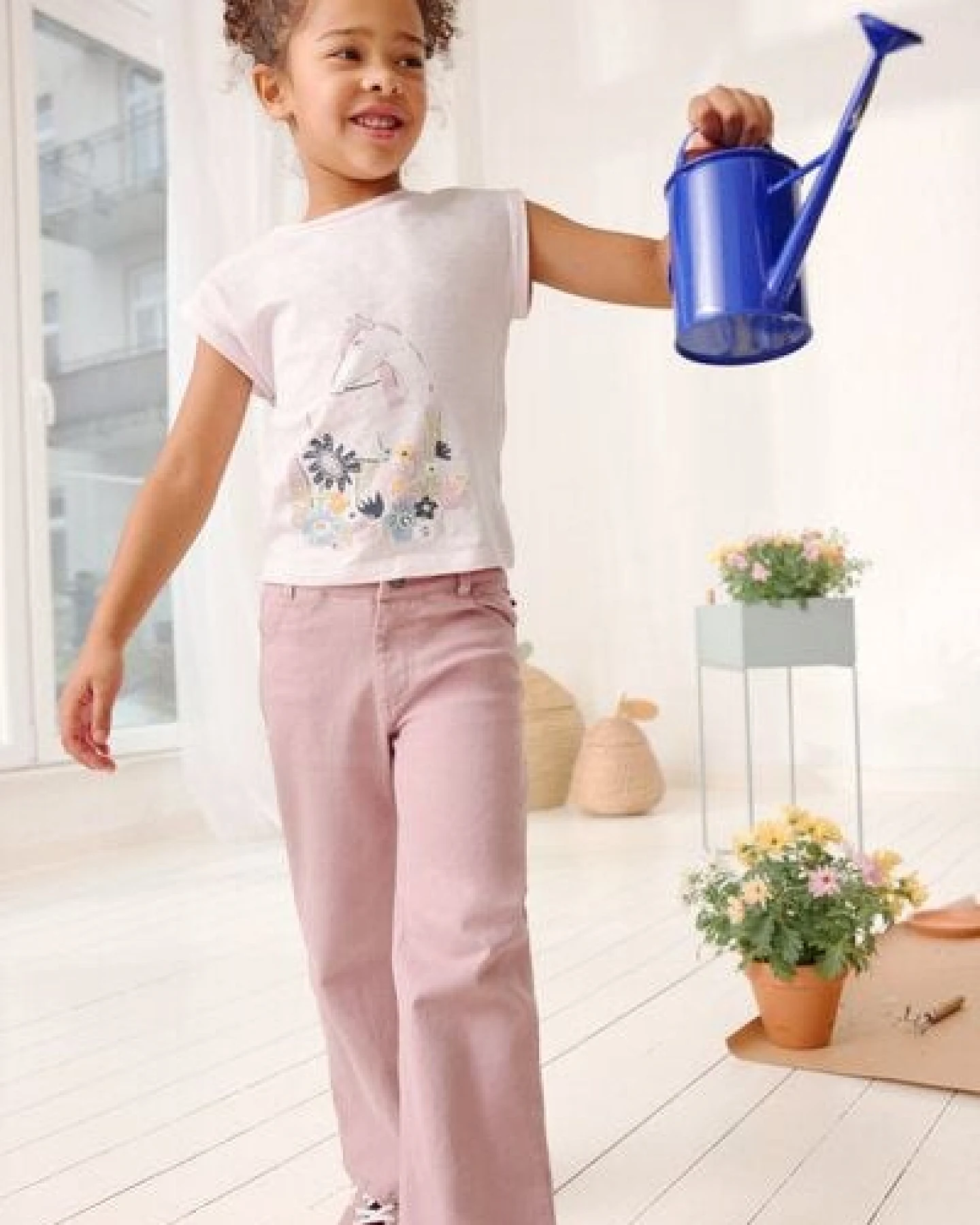 People Wear Organic Kurzarm Shirt, rosa, "Pferd", Bio-Baumwolle – Ansicht 3