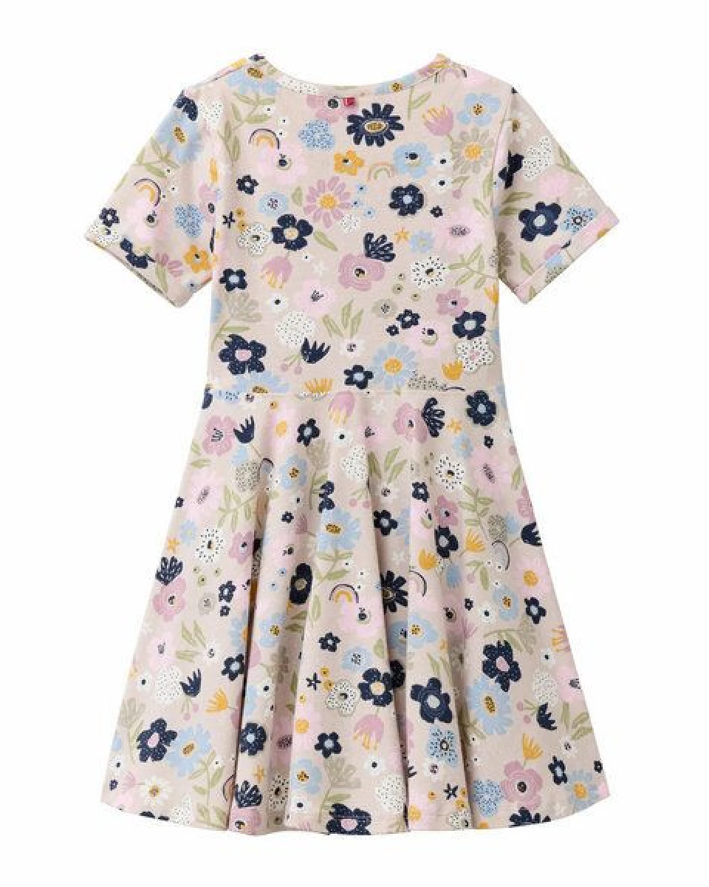 People Wear Organic "Kurzarm Kleid, rosa bedruckt, ""bunte Blüten"", Bio-Baumwolle" – Ansicht 3