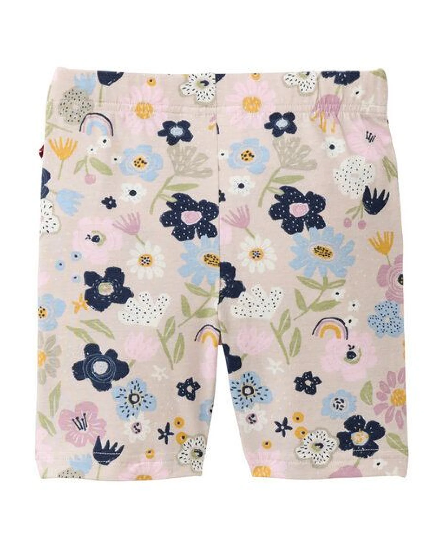 People Wear Organic "Radlerhose, 2er Pack, rosa bedruckt ""bunte Blüten"" und dunkelblau uni, Bio-Baumwolle" – Ansicht 2