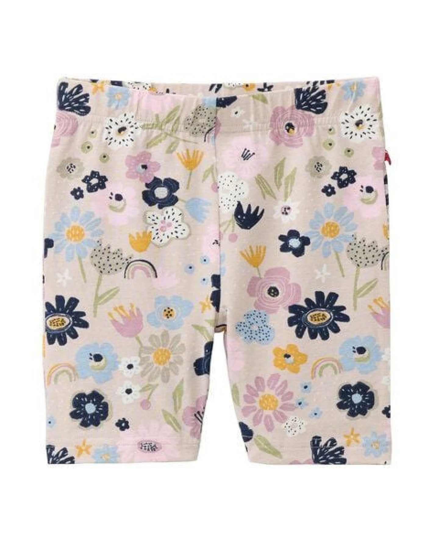 People Wear Organic "Radlerhose, 2er Pack, rosa bedruckt ""bunte Blüten"" und dunkelblau uni, Bio-Baumwolle" – Ansicht 3
