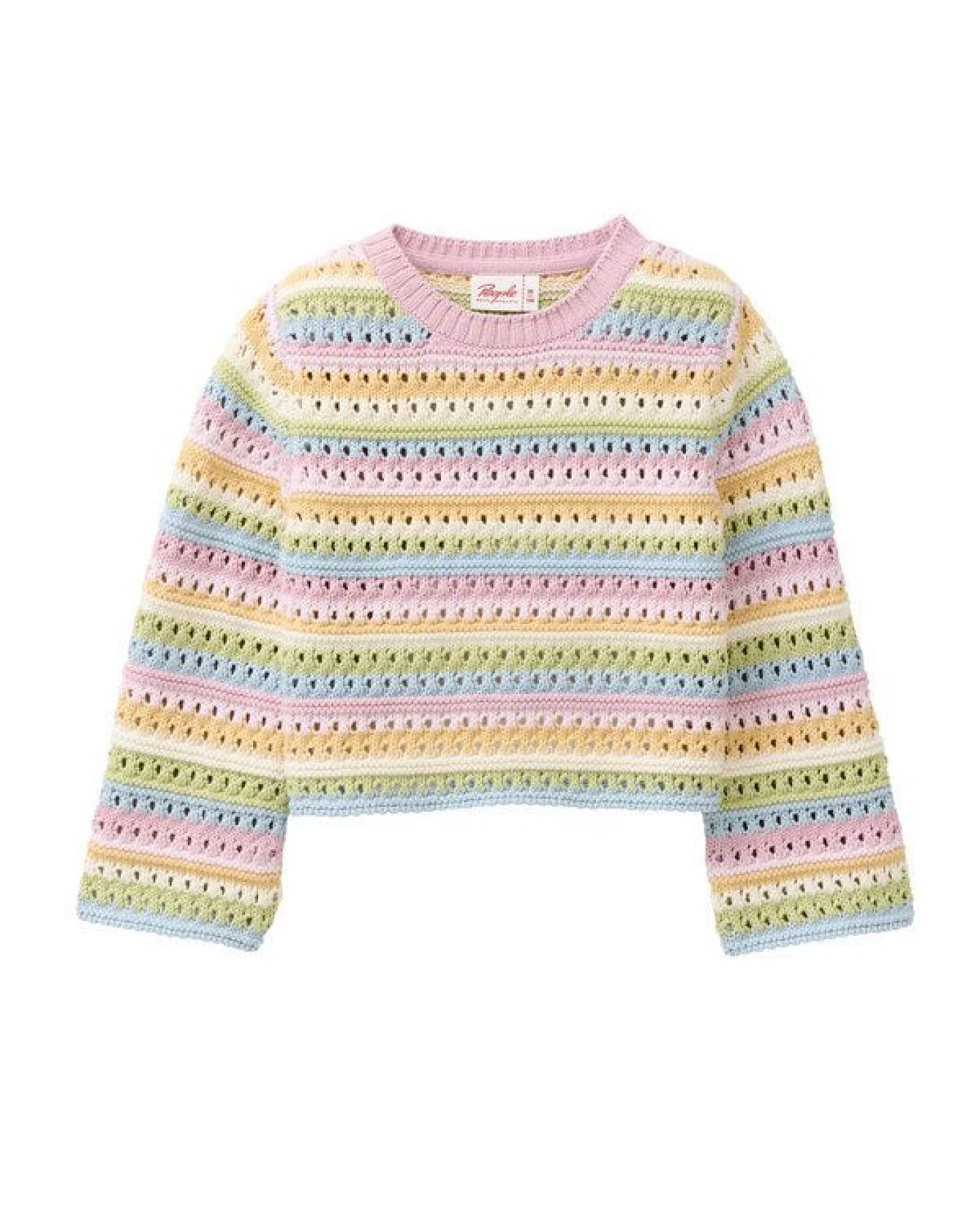 People Wear Organic Strick-Pullover, hell-bunt geringelt, Bio-Baumwolle – Ansicht 3