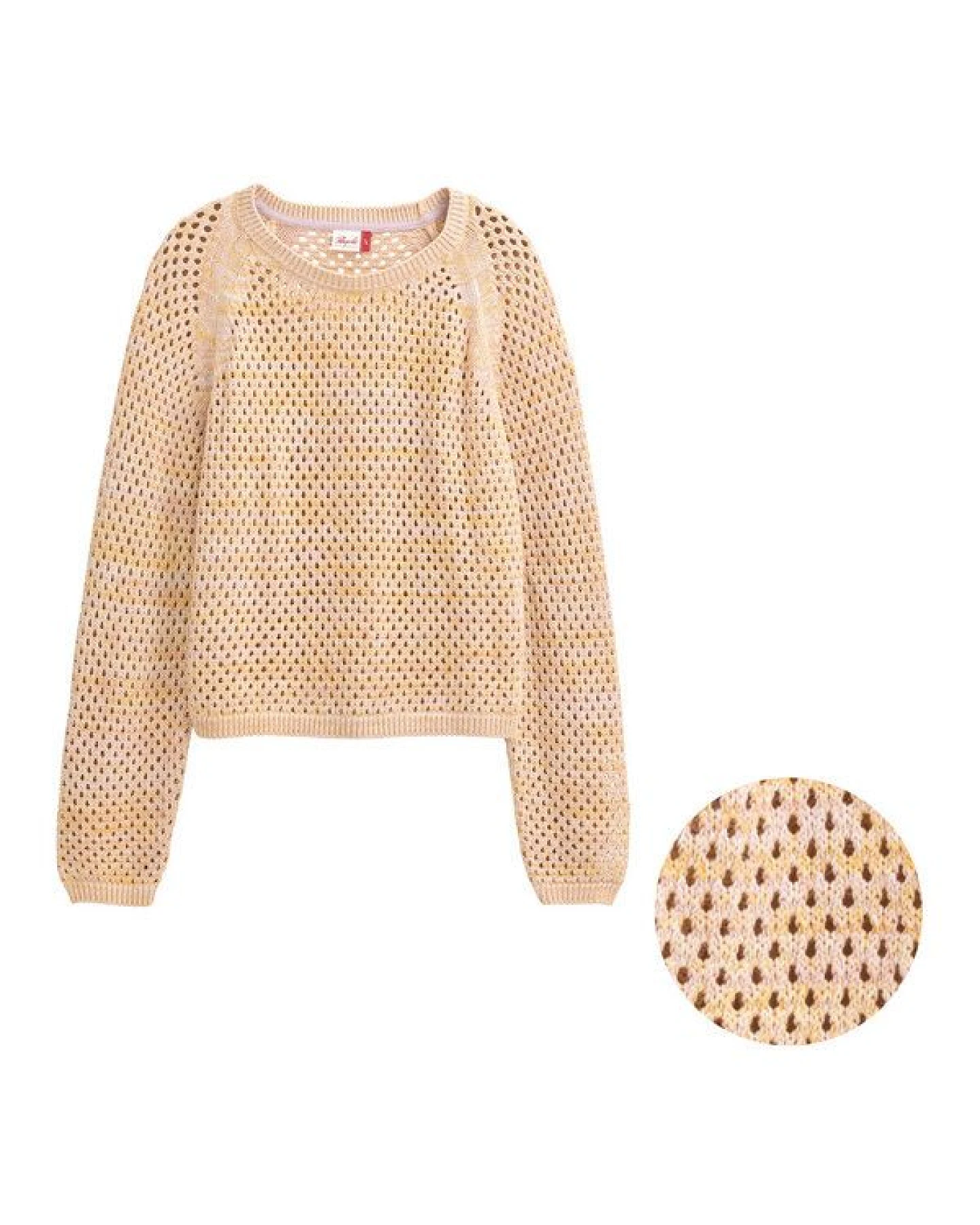 People Wear Organic Lochstrick-Pullover, bunt mélange, Bio-Baumwolle – Ansicht 2