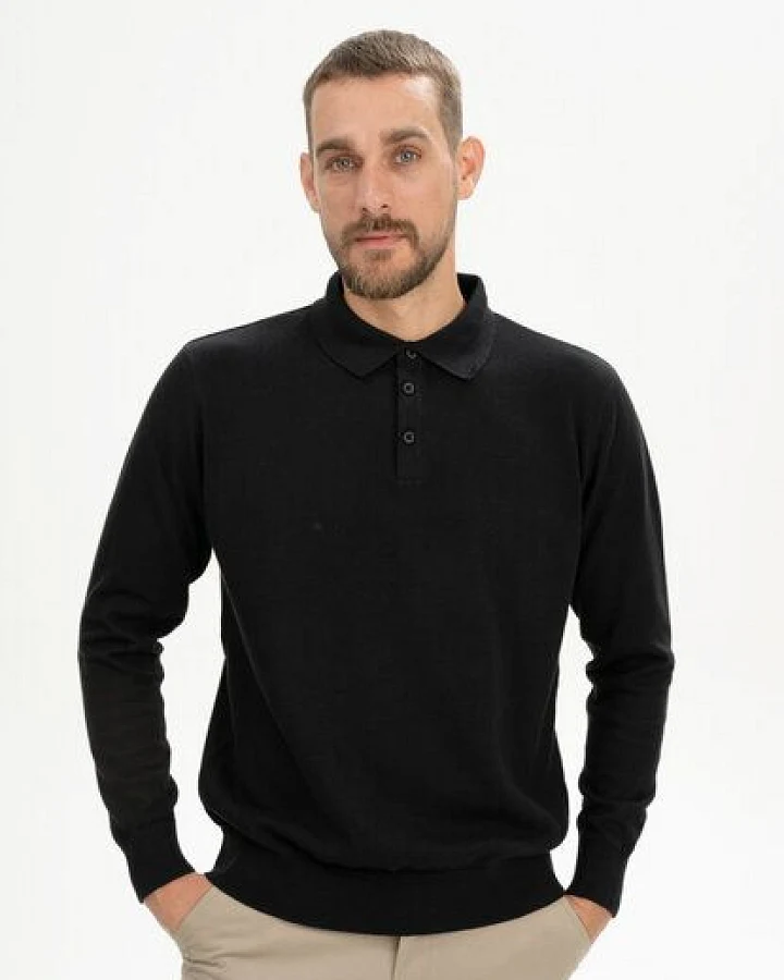 Produktseite: Langarm Strick Poloshirt HARISH
