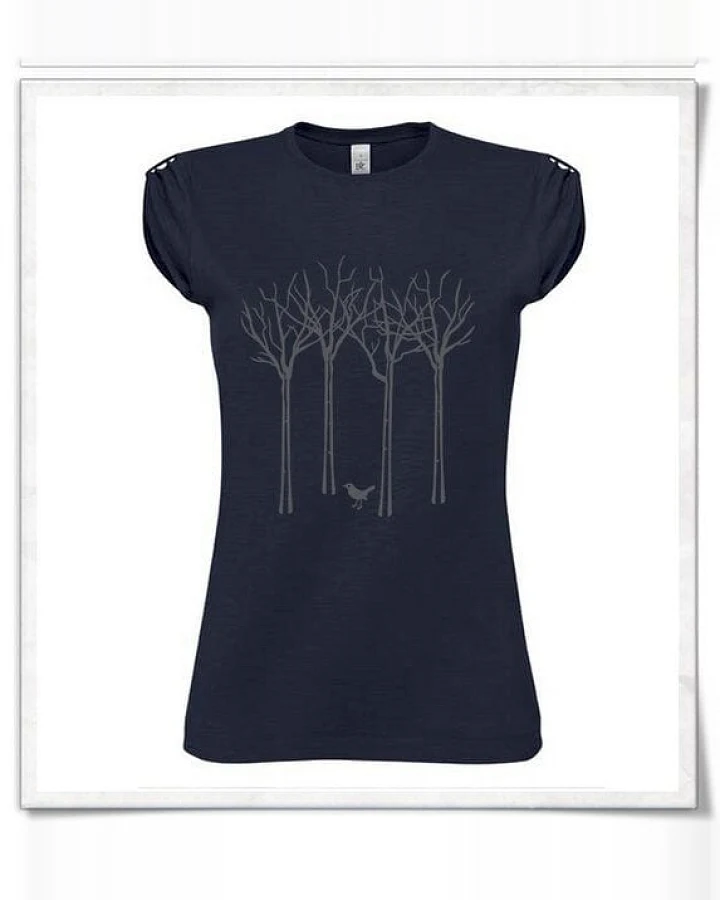 Picopoc Vogel im Wald T-Shirt in navy blau / dunkelblau für Frauen