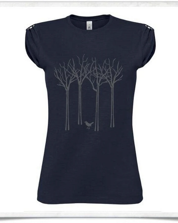 Picopoc Vogel im Wald T-Shirt in navy blau / dunkelblau für Frauen