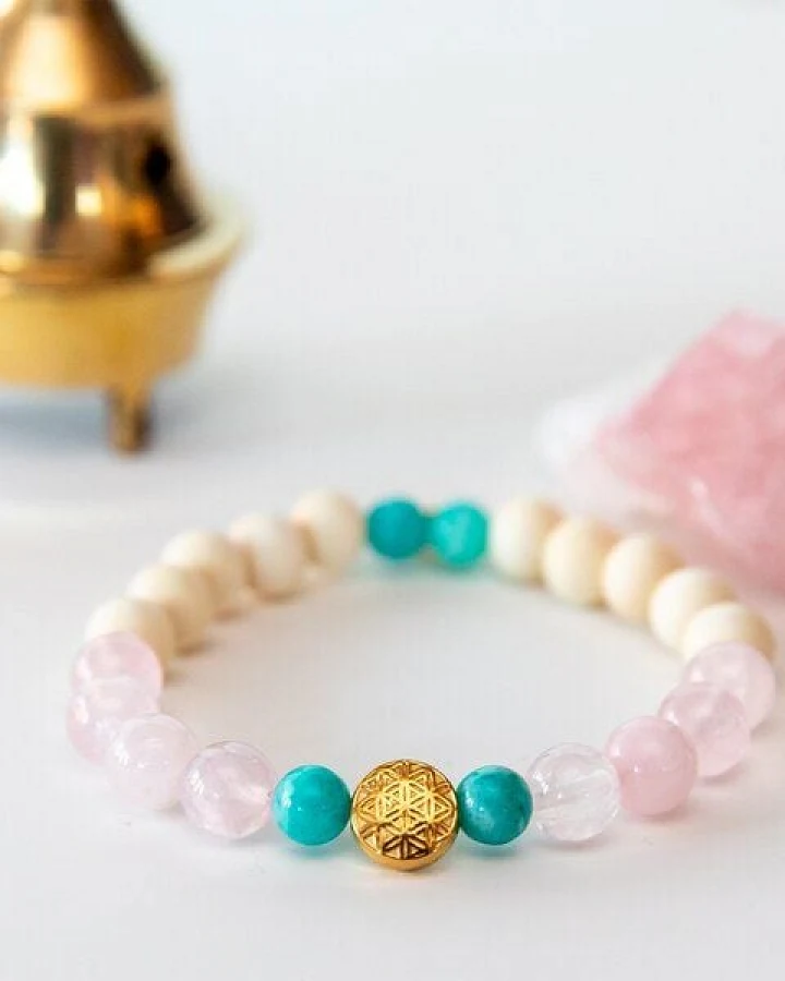 Divasya Yoga Armband Life's Flow - mit vergoldeter Schmuckperle Blume des Lebens