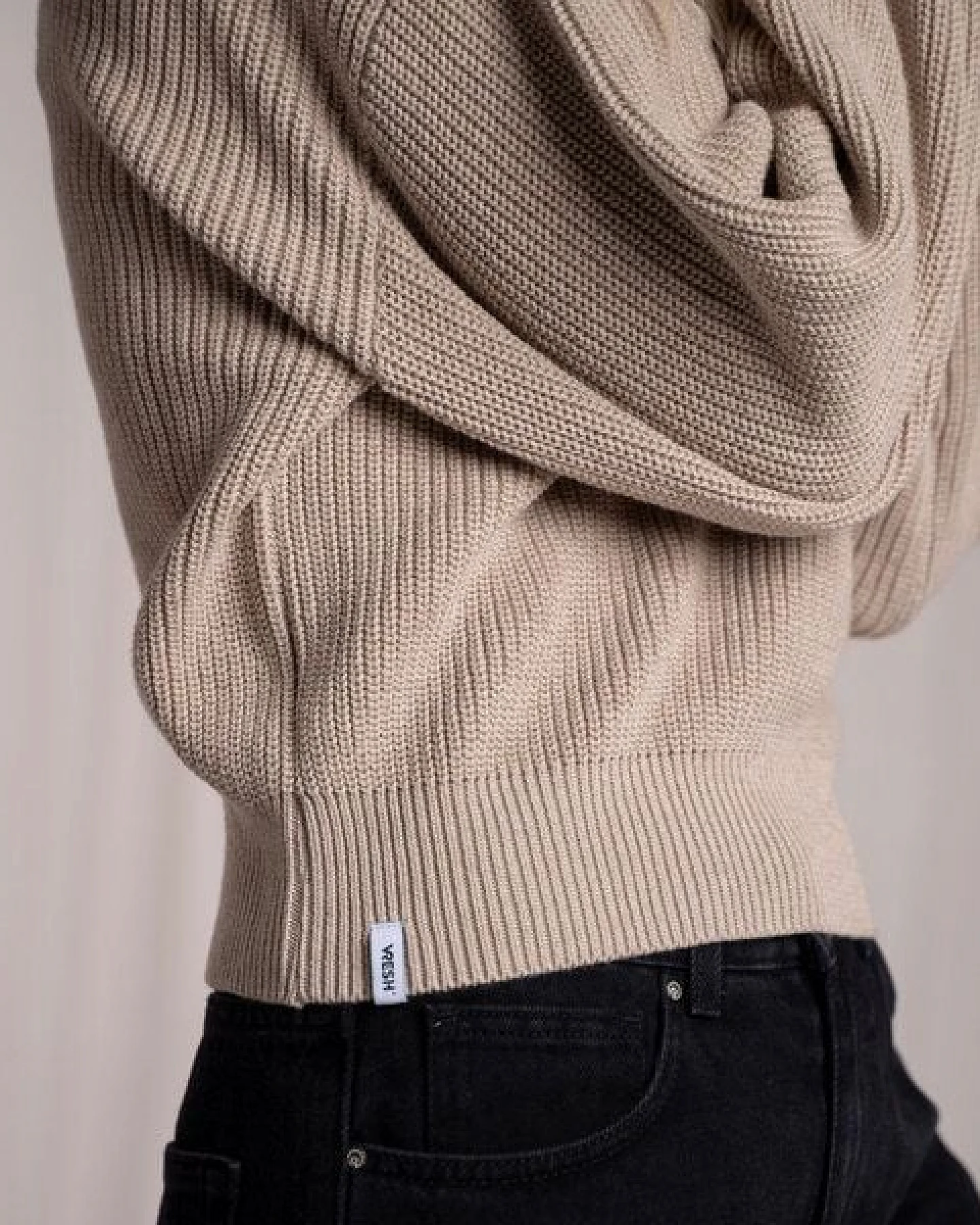 Vresh Clothing Alva V1, Strickpullover mit Stehkragen aus Biobaumwolle – Ansicht 3