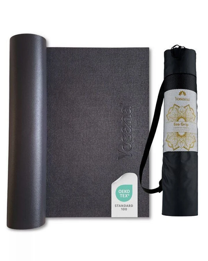 Yosana Yogamatte inkl. Tragetasche, Made in Germany, rutschfeste OEKO-TEX100 geprüfte Yoga Matte (Anthrazit)