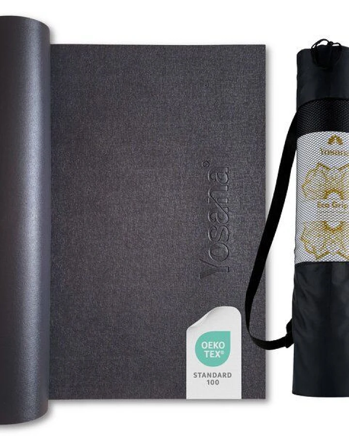 Yosana Yogamatte inkl. Tragetasche, Made in Germany, rutschfeste OEKO-TEX100 geprüfte Yoga Matte (Anthrazit)