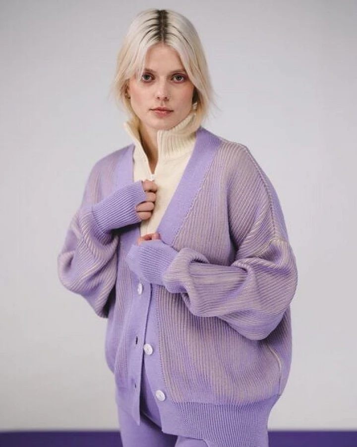 WOOLISH Eva Merino Cardigan Violet
