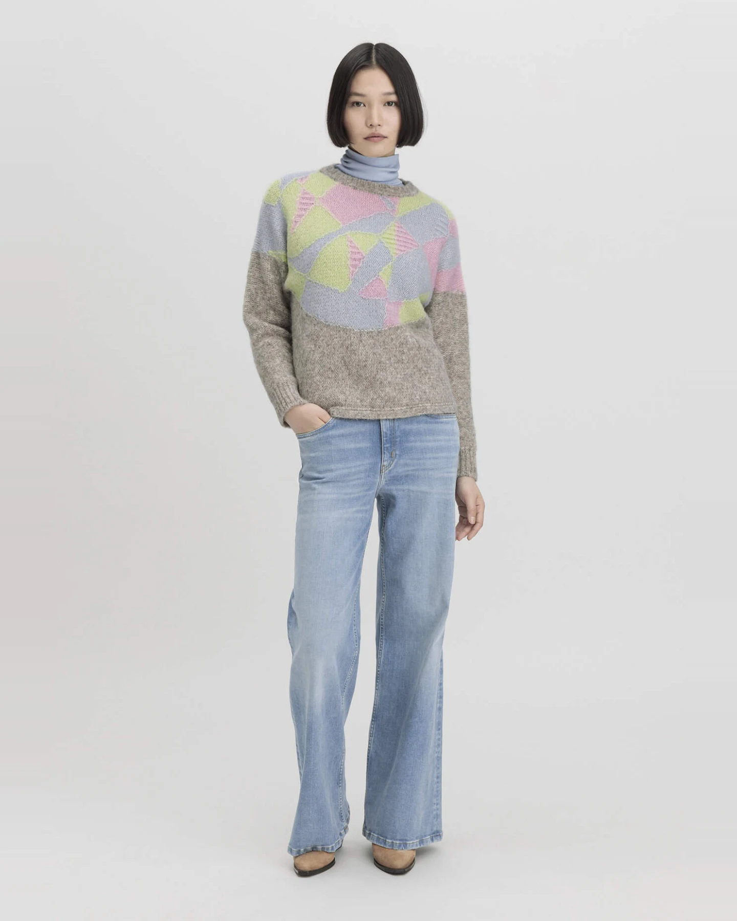 hessnatur Damen Pullover Relaxed aus Bio-Baumwolle mit Alpaka - grau - Größe S – Ansicht 2