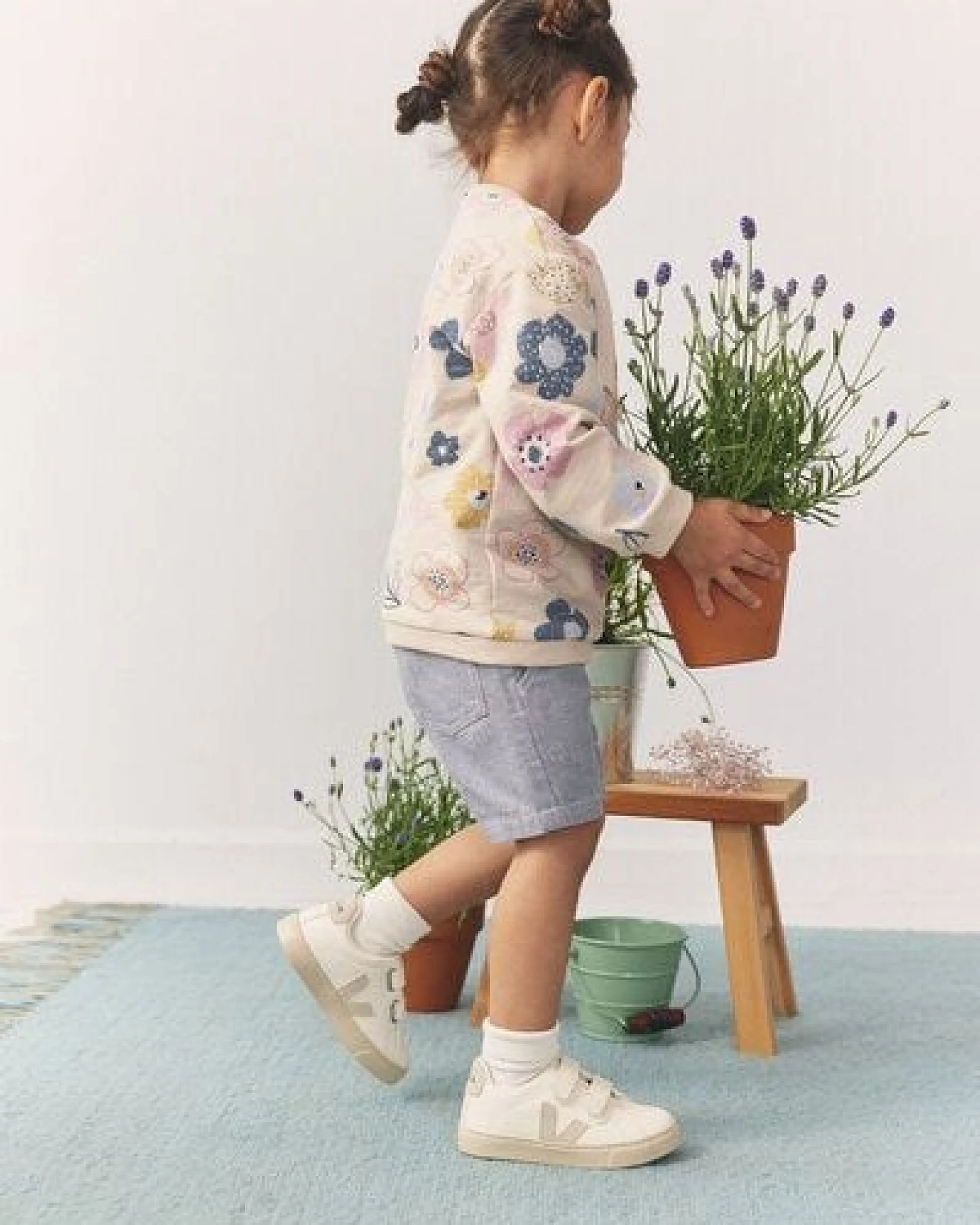People Wear Organic Sweat Pullover, beige bedruckt, "Blumen", Bio-Baumwolle – Ansicht 4