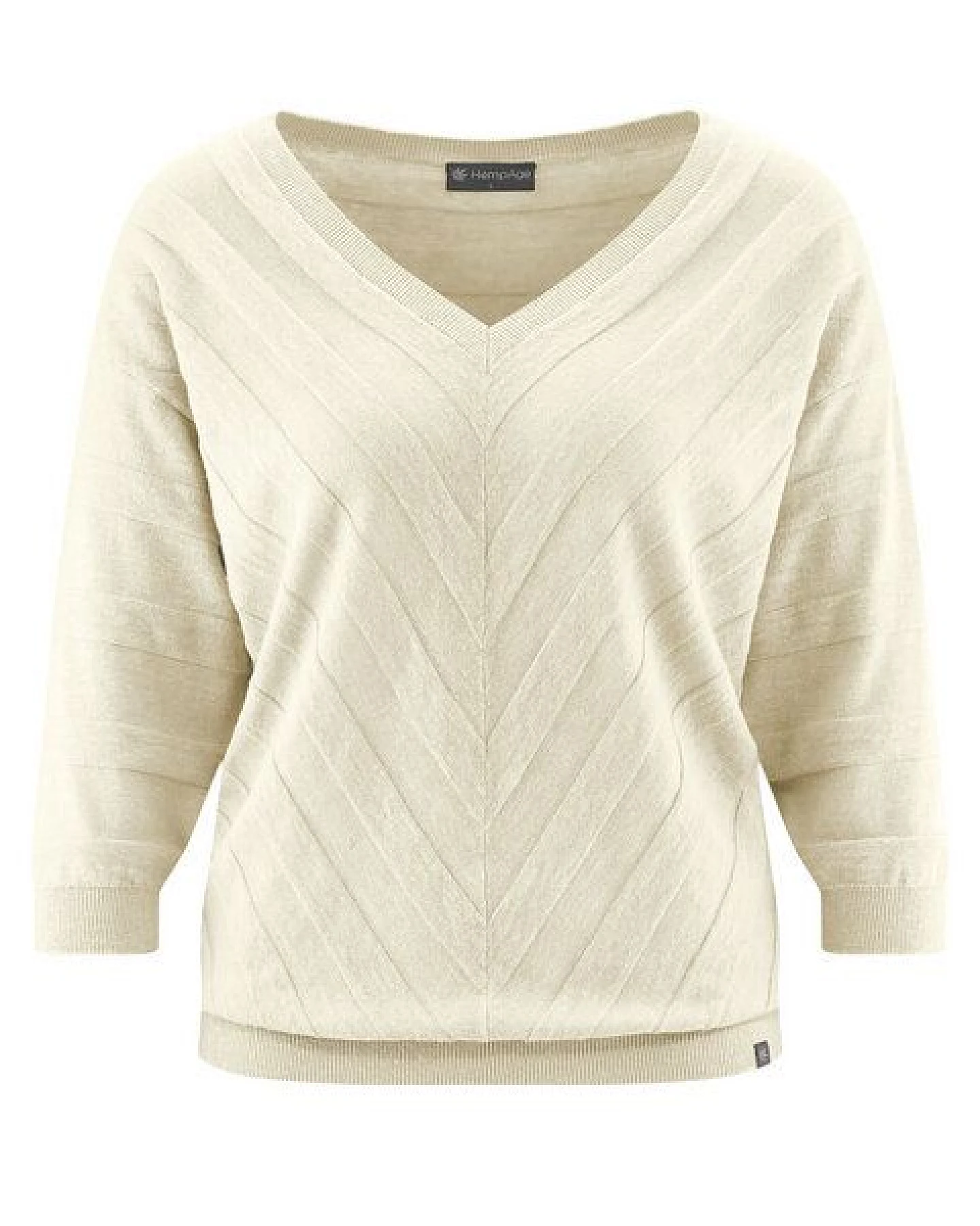 HempAge Pullover mit V-Ausschnitt Hanf/Biobaumwolle – Ansicht 3